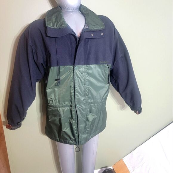 Men's Jacket Timberland Weathergear Coat size X Large Black Green Zip Up Hooded - Picture 1 of 16